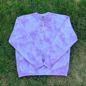 Handmade Purple Star Tie Dye Crewneck Sweatshirt